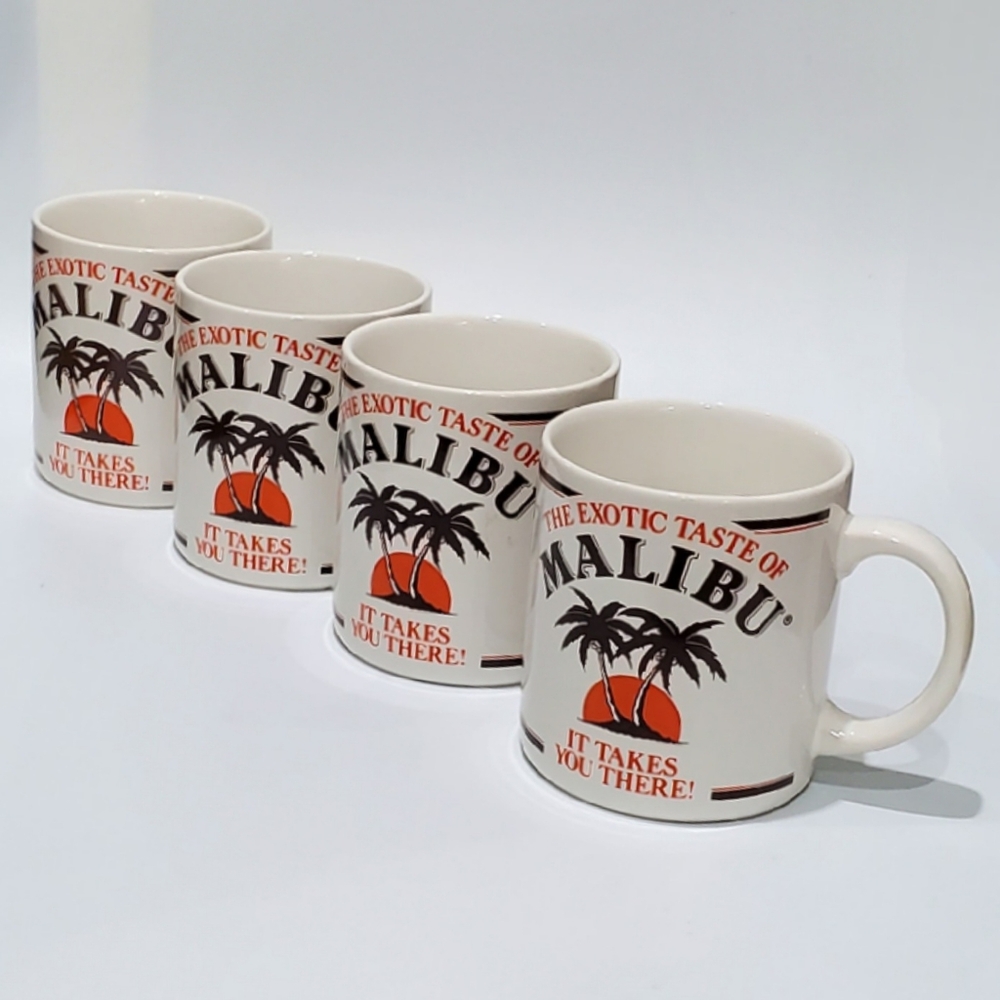🌴 (4) 10oz Malibu 🌴 Palm Tree Mugs